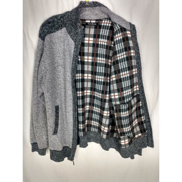 Yeo Kou Sweater Mens Size XLarge Gray Cashmere‎ Wool Blend Full Zip Mock Neck - Picture 4 of 7